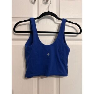 Lululemon Align Tank Top Light Support 2 Built in Bra Blue Cropped Scoop Yoga